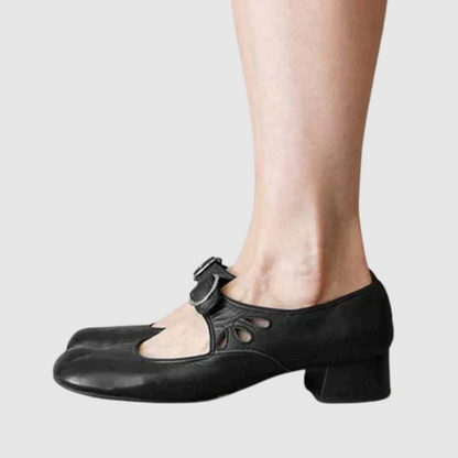 Women's Leather Mary Jane Shoes with Adjustable Strap