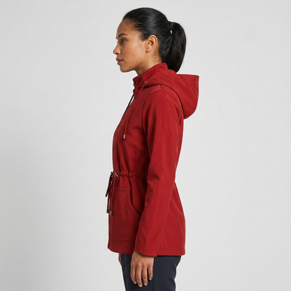 Qing - Casual Drawstring Waist Zip-Up Hooded Jacket 1