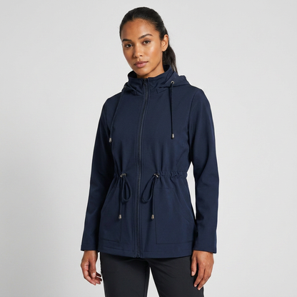 Qing - Casual Drawstring Waist Zip-Up Hooded Jacket 4