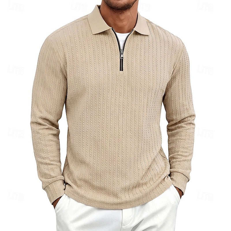 Rhett | Textured Quarter-Zip Polo Shirt 1