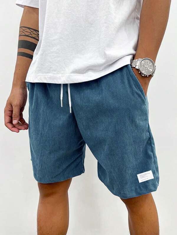 Ribbed Shorts with Drawstring for Men 1