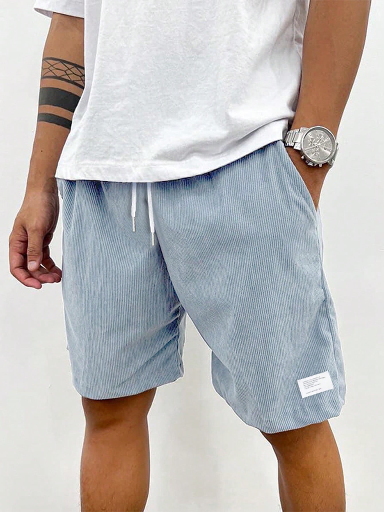 Ribbed Shorts with Drawstring for Men 11