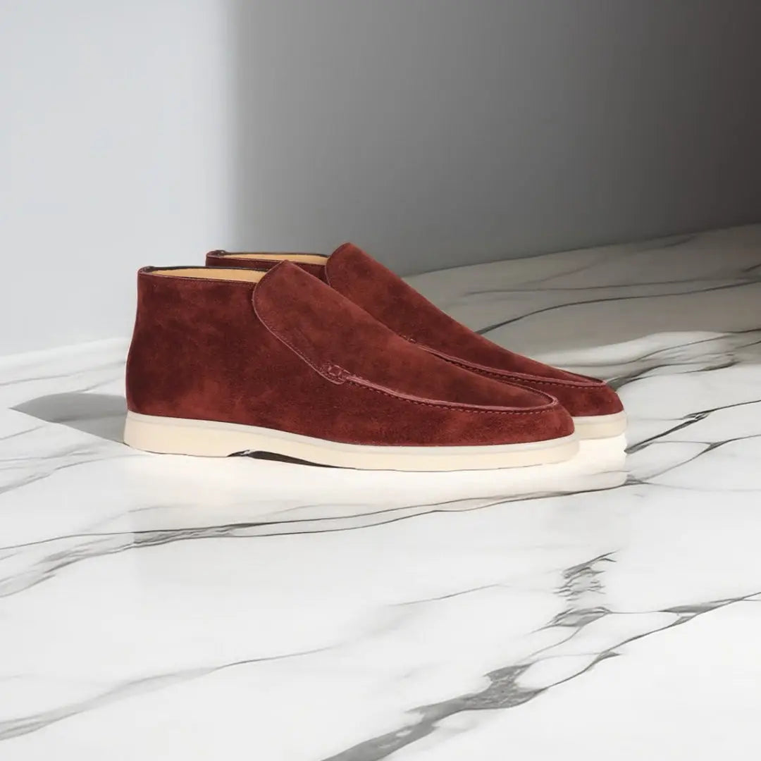 Men's Suede Slip-On Ankle Boots with Moc Toe