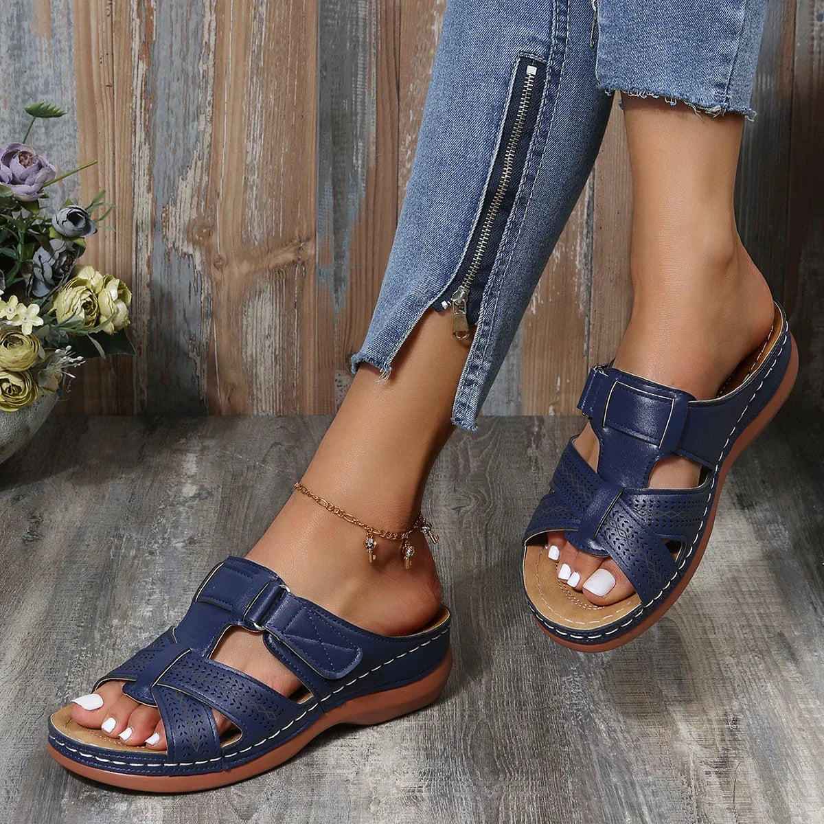 Women's Wedge Sandals with Adjustable Straps