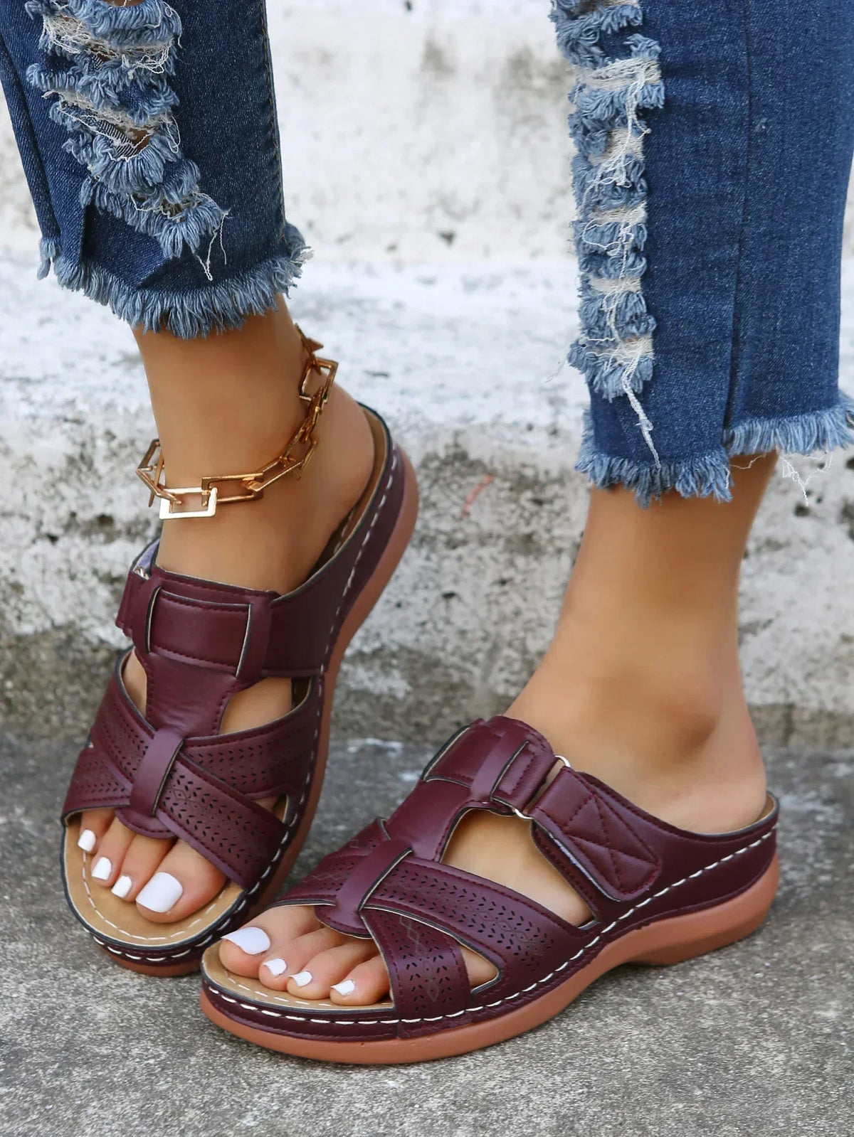 Women's Wedge Sandals with Adjustable Straps