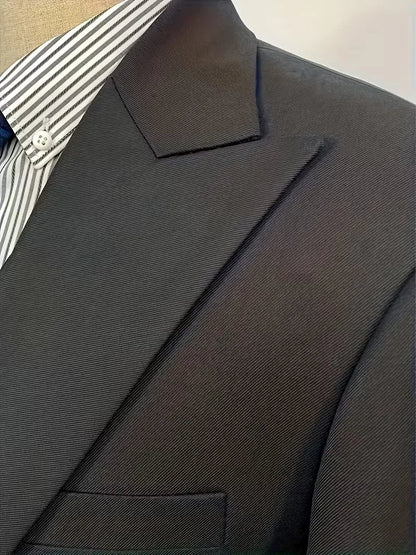 Slim Fit Double-Breasted Three-Piece Suit Set with Waistcoat for Men 3