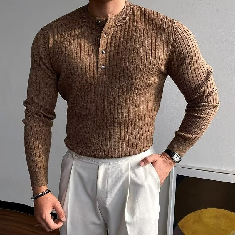 Theo | Ribbed Henley Sweater 0