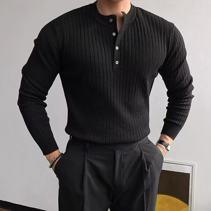 Theo | Ribbed Henley Sweater 1