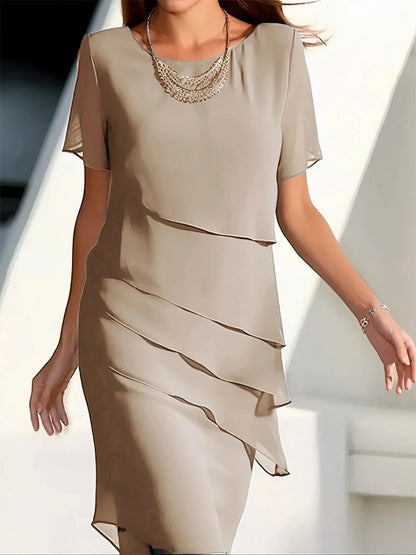 Theresa | Women's Short Sleeve Tiered Midi Dress 2