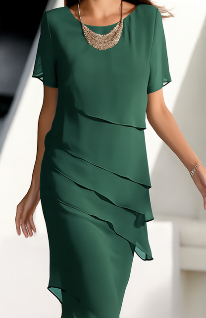 Theresa | Women's Short Sleeve Tiered Midi Dress 3