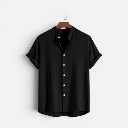 Two-piece set: short-sleeved, stand-up collar, button-front trousers 1