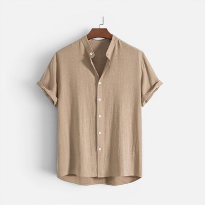 Two-piece set: short-sleeved, stand-up collar, button-front trousers 6