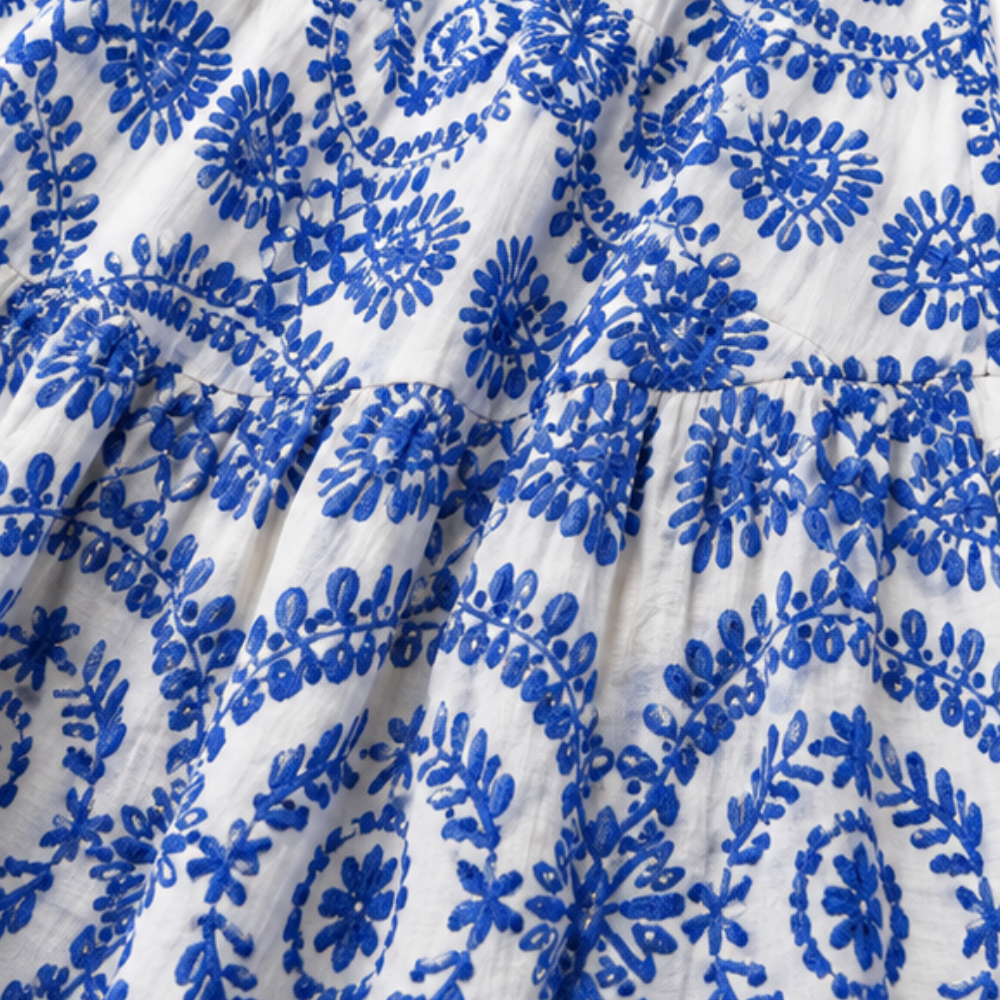 Women's Maxi Skirt – Tiered, Geometric Print, Elastic Waist