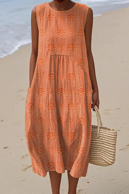 Women's Sleeveless Embroidered Midi Dress