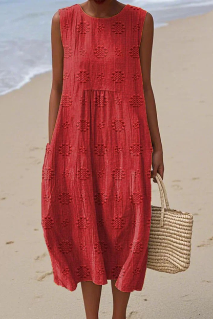 Women's Sleeveless Embroidered Midi Dress