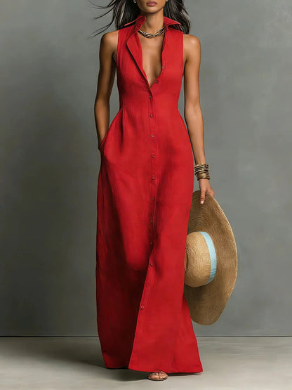 Valeria Elegant Lapel Shirt Dress 1