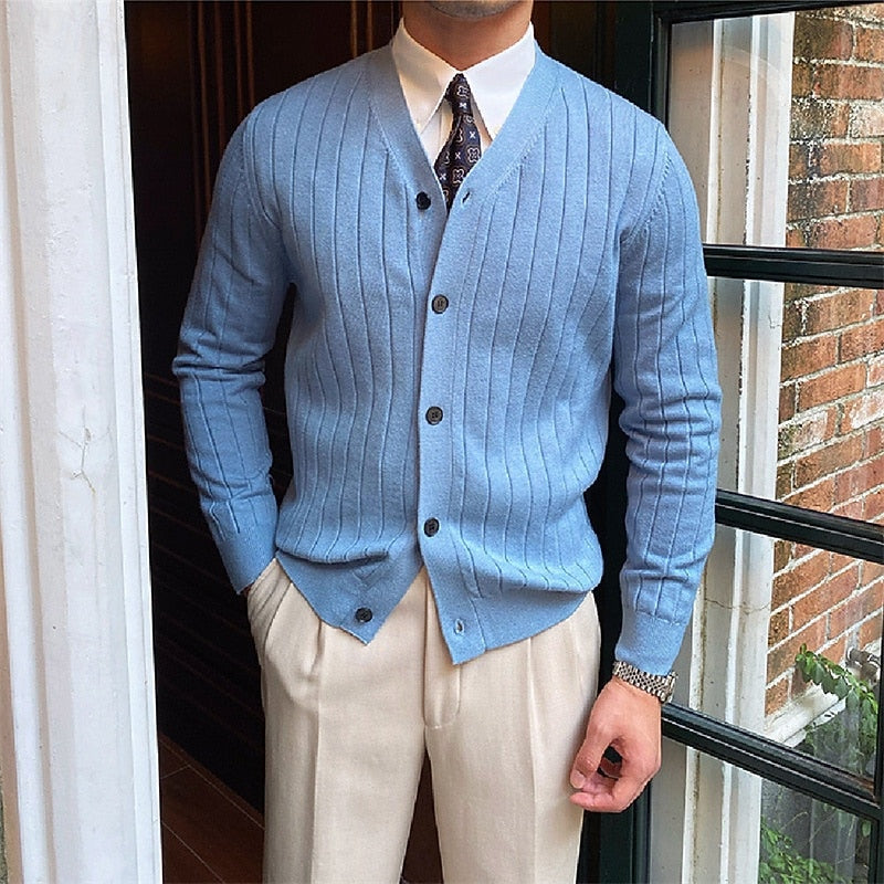Vincent | Ribbed V-Neck Button Cardigan 0