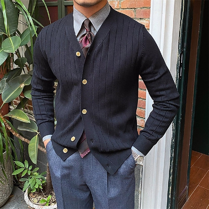 Vincent | Ribbed V-Neck Button Cardigan 1