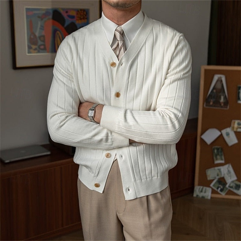 Vincent | Ribbed V-Neck Button Cardigan 2