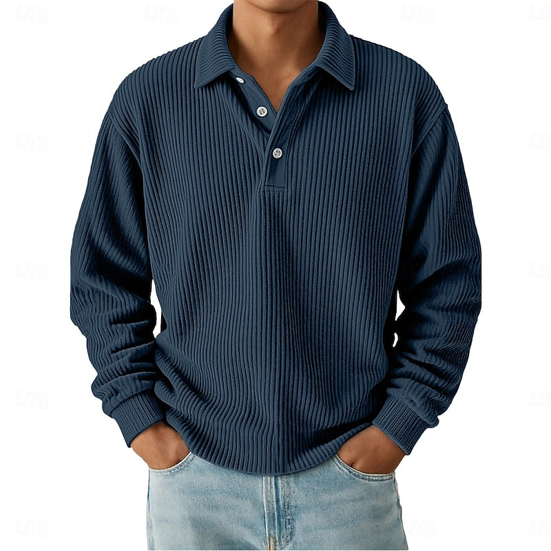 Wallace | Textured Long-Sleeve Polo Shirt 0