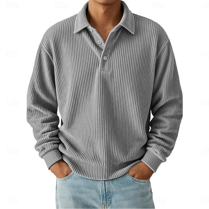 Wallace | Textured Long-Sleeve Polo Shirt 1