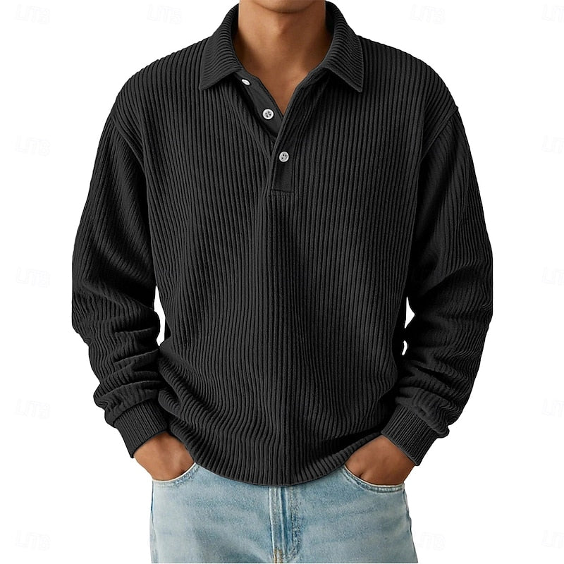Wallace | Textured Long-Sleeve Polo Shirt 3