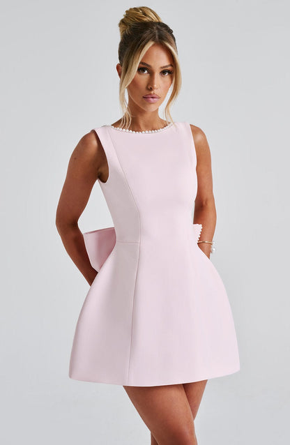 Wedding Guest A-Line Mini Dress with Pearl Trim for Women 1