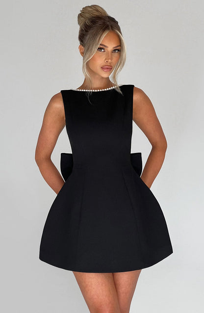 Wedding Guest A-Line Mini Dress with Pearl Trim for Women 3