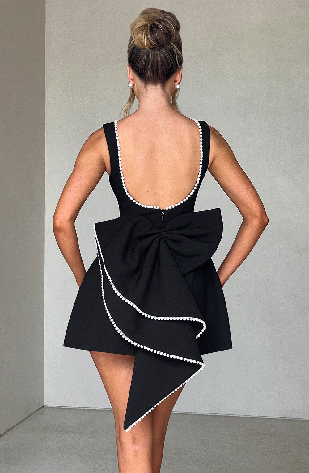 Wedding Guest A-Line Mini Dress with Pearl Trim for Women 5