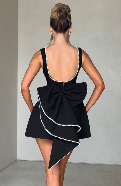 Wedding Guest A-Line Mini Dress with Pearl Trim for Women 5