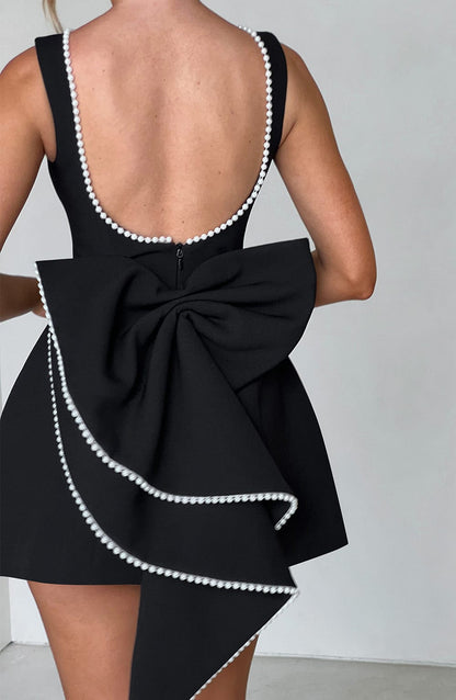 Wedding Guest A-Line Mini Dress with Pearl Trim for Women 6