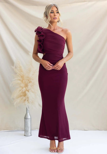 Wedding Guest One-Shoulder Maxi Dress with Ruffles for Women 6