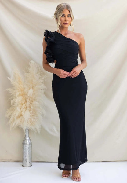 Wedding Guest One-Shoulder Maxi Dress with Ruffles for Women 7