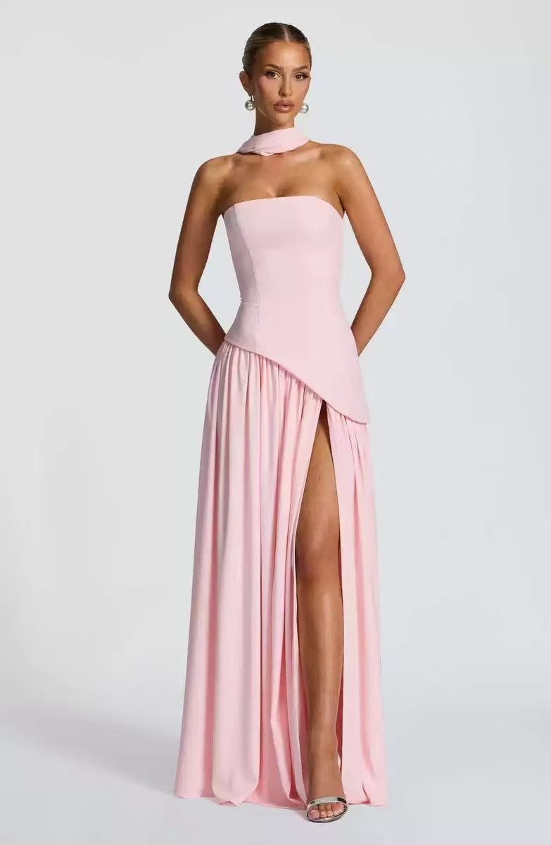 Wedding Guest Strapless Maxi Dress with Leg Split for Women 10