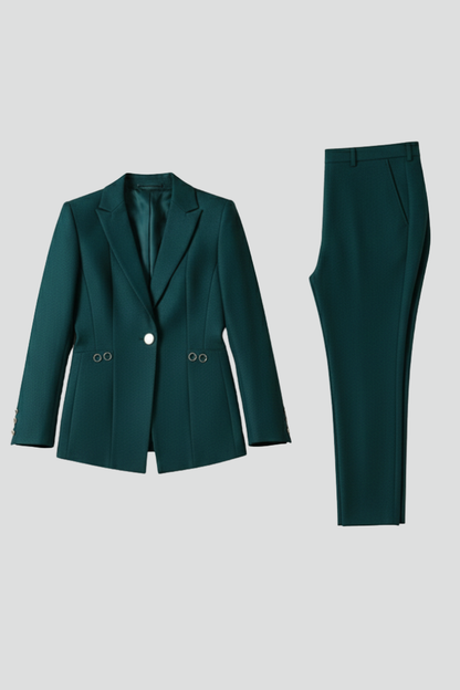 Women Blazer Set with One Button and Straight Trousers 1