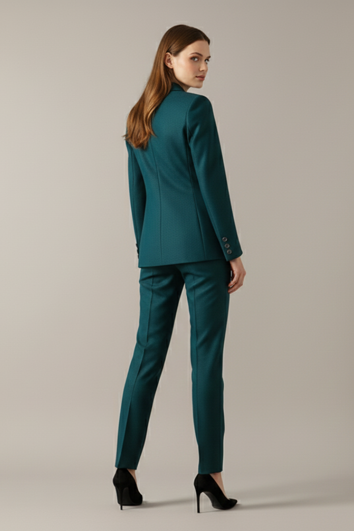 Women Blazer Set with One Button and Straight Trousers 4