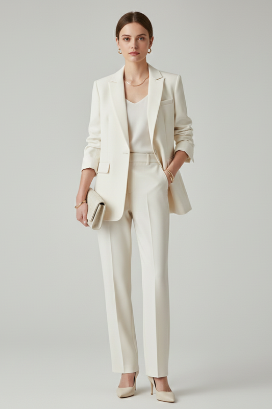Women’s Blazer Set with Defined Shape and Straight-Leg Trousers 0