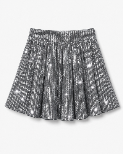 Women’s High-Waisted Sequin Skirt Shorts with Flared Design 1