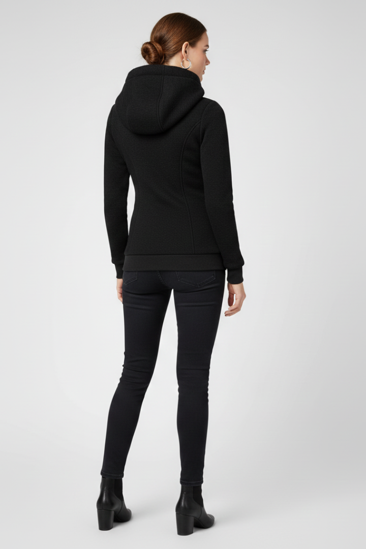 Women’s Hooded Jacket with Asymmetrical Zip and Drawstring 3