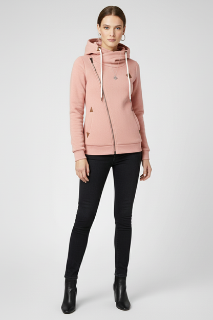 Women’s Hooded Jacket with Asymmetrical Zip and Drawstring 5