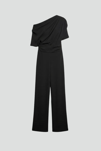 Women’s Jumpsuit with Asymmetric Neckline and Long Sleeves 1