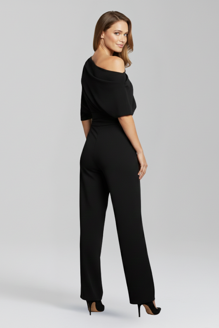 Women’s Jumpsuit with Asymmetric Neckline and Long Sleeves 3