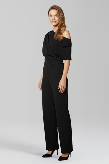 Women’s Jumpsuit with Asymmetric Neckline and Long Sleeves 5