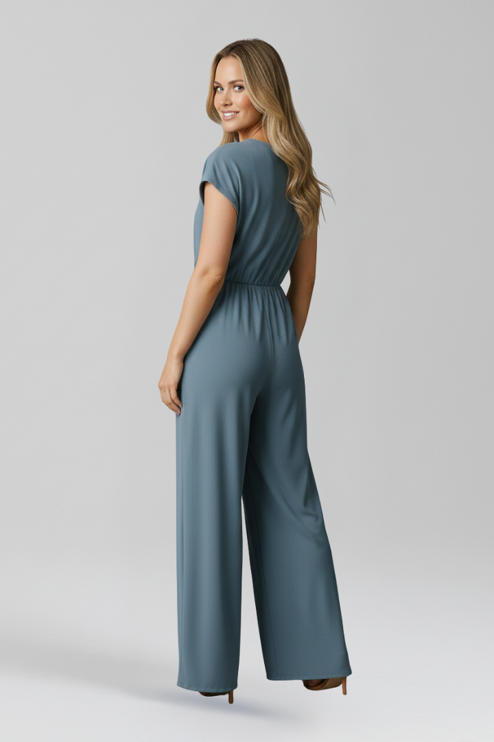 Women’s Jumpsuit with V Neck and Tied Waist 3