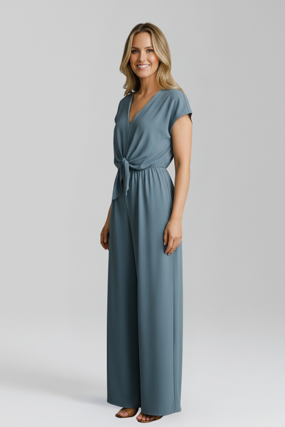 Women’s Jumpsuit with V Neck and Tied Waist 5