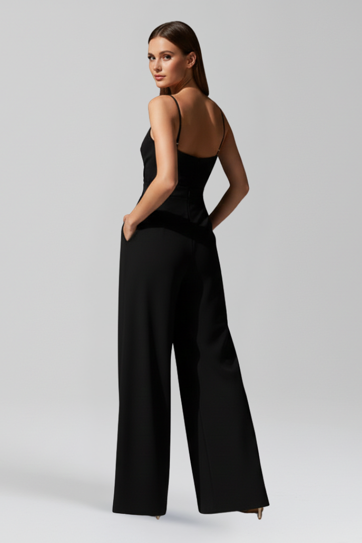 Women’s Jumpsuit with V Neckline and Wide Legs 3