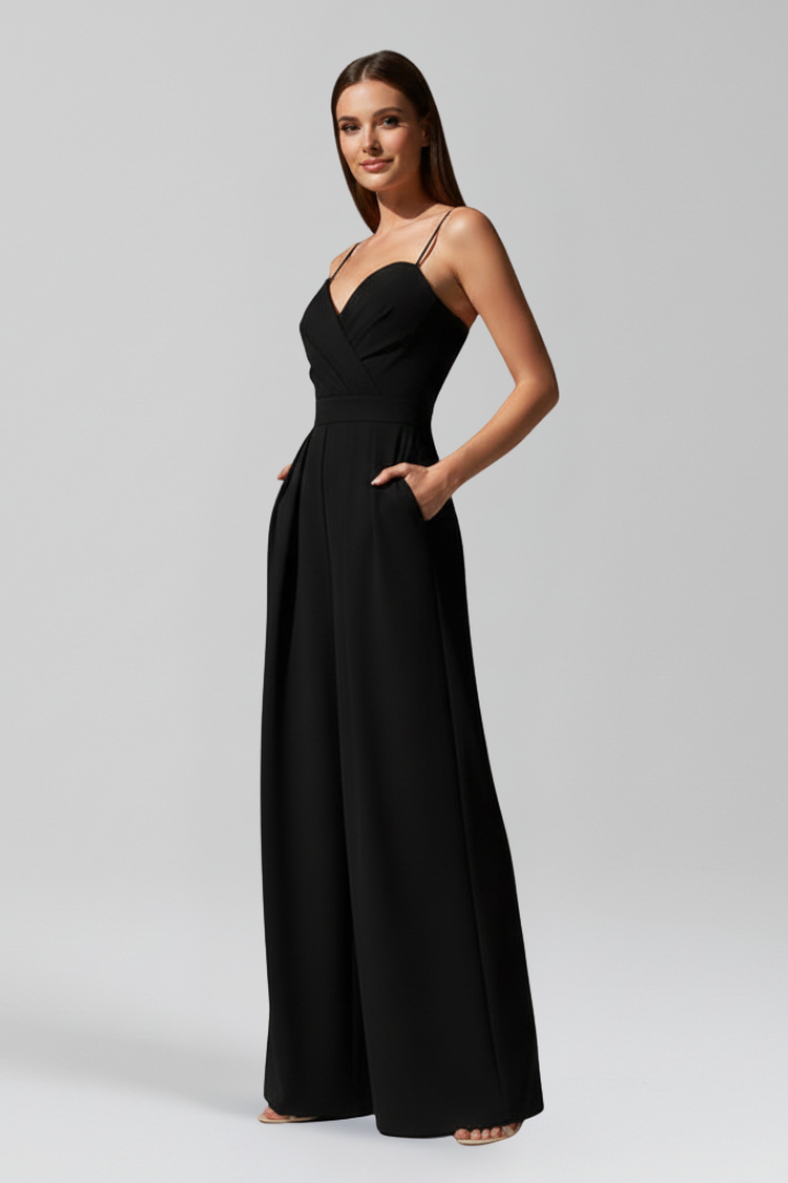 Women’s Jumpsuit with V Neckline and Wide Legs 4