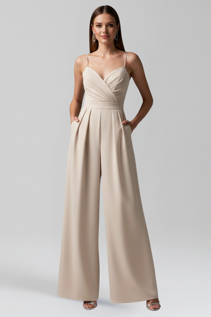 Women’s Jumpsuit with V Neckline and Wide Legs 8
