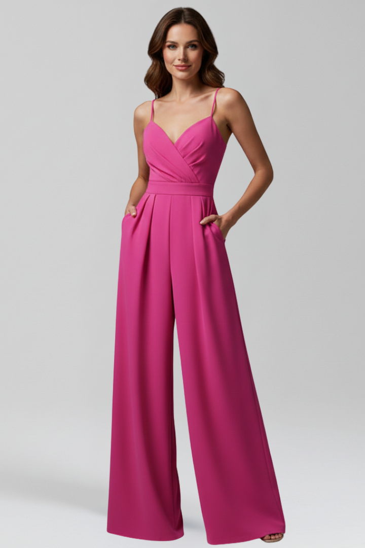 Women’s Jumpsuit with V Neckline and Wide Legs 9