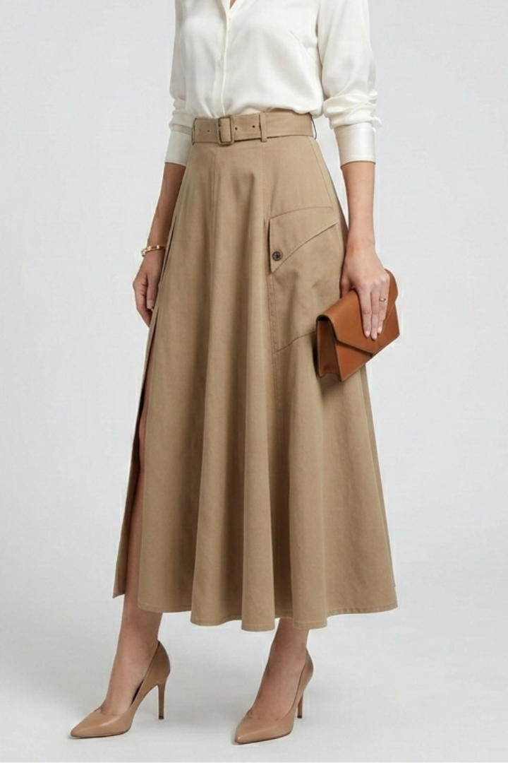 Women’s Maxi Skirt with Side Pockets and High Slit 3